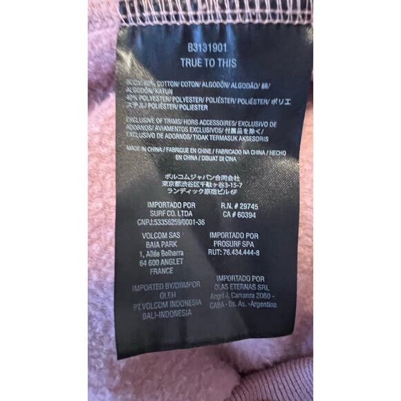 VOLCOM Pullover Hoodie in Mauve with Burgundy Floral Print Women L - Picture 10 of 10